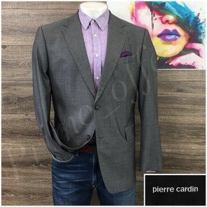 Pierre Cardin Mens Blazer Sport Coat Two Button Jacket Silk Wool 46R Casual Suit